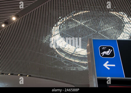 Airport flight and information boards at new Istanbul airport, Istanbul, Turkey Stock Photo