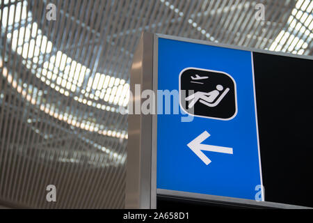 Airport flight and information boards at new Istanbul airport, Istanbul, Turkey Stock Photo