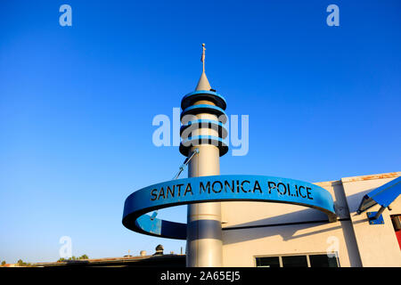 Santa Monica Police post on Santa Monica Pier, Los Angeles, California, United States of America. October 2019 Stock Photo