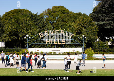 “Beverly Hills” sign in Beverly Park, Beverly Hills, Los Angeles, California, United States of America. October 2019 Stock Photo