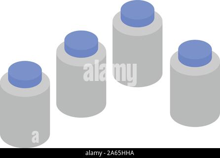 Chemical jar stack icon, isometric style Stock Vector
