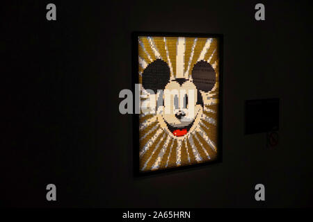 Portrait of Mickey Mouse from Lego building blocks at the Holon Children's museum. Holon, Israel Stock Photo