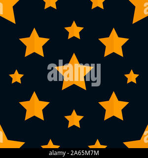 Seamless pattern illustration of stars isolated on a dark blue background. Can be used as a background, wallpaper etc. Stock Photo