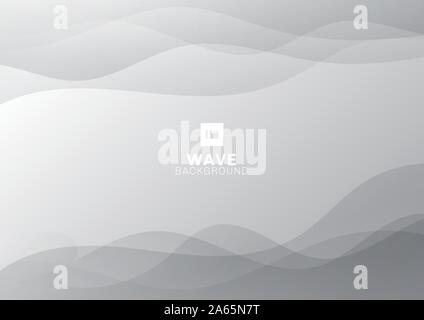 Abstract smooth wave gray gradient line overlapping on grey background and texture. Vector illustration Stock Vector