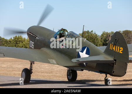 Curtiss P-40F Kittyhawk fighter aircraft that served with the 44th fighter squadron, 18th fighter group of the US Ar Stock Photo