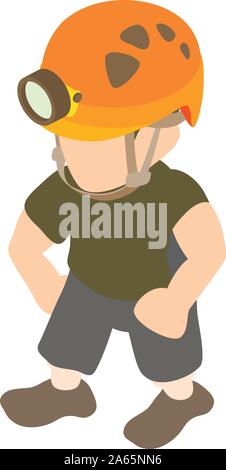 Speleologist icon, isometric style Stock Vector