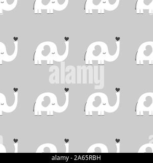 Elephant seamless pattern design for kids nursery - funny hand drawn doodle, seamless pattern. Stock Vector