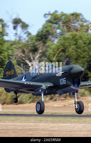 Curtiss P-40F Kittyhawk fighter aircraft that served with the 44th fighter squadron, 18th fighter group of the US Ar Stock Photo