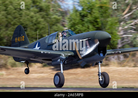 Curtiss P-40F Kittyhawk fighter aircraft that served with the 44th fighter squadron, 18th fighter group of the US Ar Stock Photo