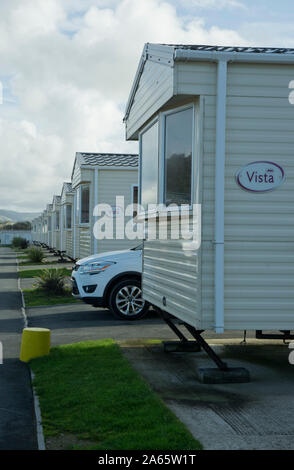 Caravan park in the village of Clarach along the Coastal path on Cardigan Bay near Aberystwyth,Ceredigion,Wales Stock Photo