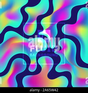 Abstract trendy fluid shape vibrant gradient colors background. Liquid ink drops design element. Vector illustration Stock Vector