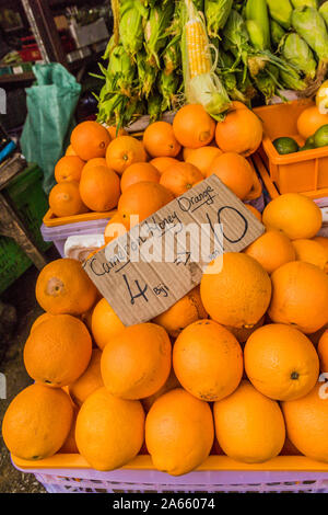 Cameron Highlands Malaysia. March 10 2019. A view of a honey orange market stall at The Kea Farm Market in Cameron Highlands Stock Photo