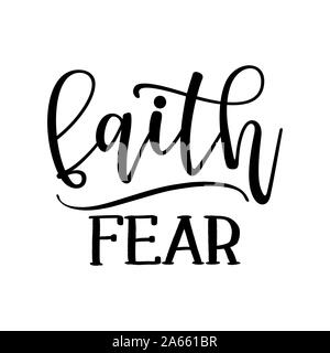 'faith over fear' tattoo - lovely lettering calligraphy quote. Handwritten  tattoo, ink design or greeting card. Modern vector art. Stock Vector