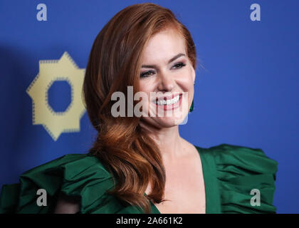 Century City, United States. 23rd Oct, 2019. CENTURY CITY, LOS ANGELES, CALIFORNIA, USA - OCTOBER 23: Actress Isla Fisher wearing an Alexia Maria gown arrives at the 2019 Australians In Film Awards held at the InterContinental Los Angeles Century City on October 23, 2019 in Century City, Los Angeles, California, United States. (Photo by Xavier Collin/Image Press Agency) Credit: Image Press Agency/Alamy Live News Stock Photo