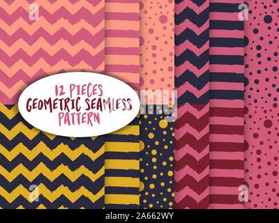 Autumn color seamless pattern design collection - funny hand drawn doodle, seamless pattern. Stock Vector