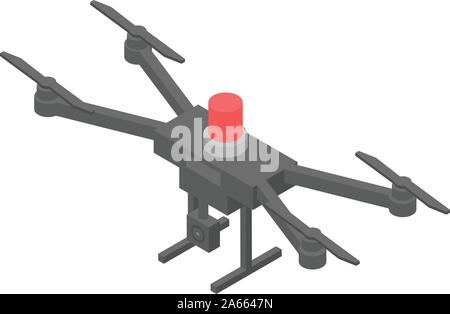 Police alert drone icon, isometric style Stock Vector