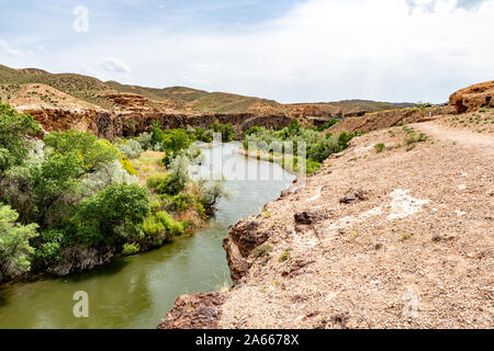 Charyn National Park Sharyn Canyon Breathtaking Picturesque View of River on a Sunny Blue Sky Day Stock Photo