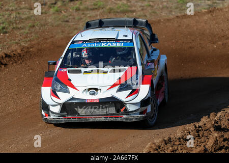 Salou, Catalonia, Spain. 24th Oct, 2019. World Rally Championship, Spain Rally, Pre event Shakedown; Takamoto KATSUTA (JPN) and Daniel BARRITT (GBR) in their TOMMI MAKINEN RACING OY/TOYOTA Yaris WRC during Rally Spain shakedown - Editorial Use Credit: Action Plus Sports/Alamy Live News Stock Photo