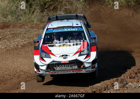 Salou, Catalonia, Spain. 24th Oct, 2019. World Rally Championship, Spain Rally, Pre event Shakedown; Takamoto KATSUTA (JPN) and Daniel BARRITT (GBR) in their TOMMI MAKINEN RACING OY/TOYOTA Yaris WRC during Rally Spain shakedown - Editorial Use Credit: Action Plus Sports/Alamy Live News Stock Photo