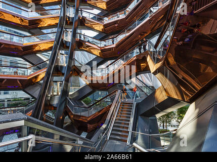 The Vessel at Hudson Yards in New York designed by Thomas Heatherwick. An interactive, spiral staircase artwork. Stock Photo