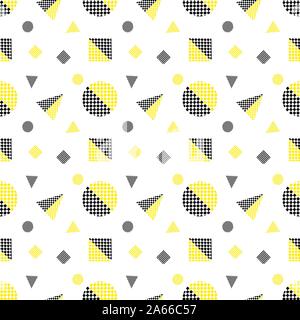 Geometric pattern black and yellow on white background. Stock Vector