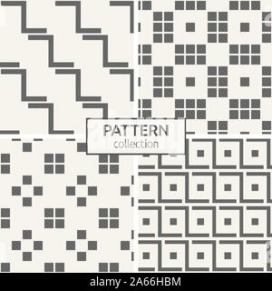 Set of four seamless patterns. Abstract geometric vector backgrounds. Modern stylish textures of repeating geometric tiles with squares. Stock Vector