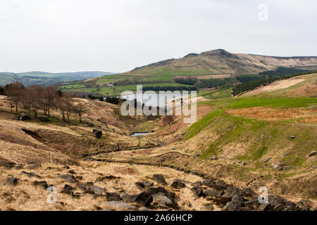 Dovestone Reservoir viewed from Chew Valley Stock Photo