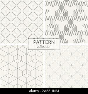 Set of four seamless patterns. Abstract geometric trendy vector backgrounds. Modern stylish textures of triangular elements, rhombuses. Stock Vector