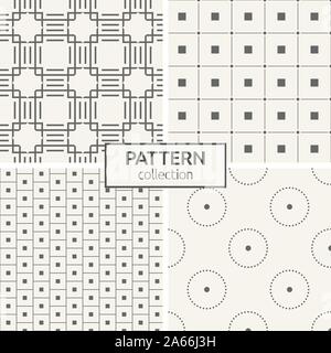 Set of four seamless patterns. Abstract geometric trendy vector backgrounds. Modern stylish textures of regularly repeating geometric ornament. Stock Vector