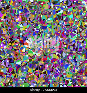Rainbow multicolor abstract spotted seamless pattern, background from geometrical figures. Colorful bright texture of various shapes for creative fabr Stock Vector