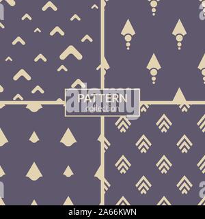 Set of four color seamless patterns. Modern stylish textures of different arrows. Repeating geometric shapes. Abstract trendy vector color backgrounds Stock Vector