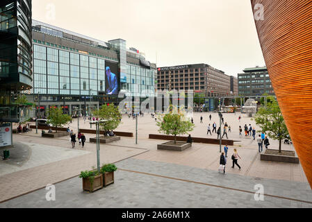 Narinkka Square in front of Kamppi Chapel. Helsinki, Finland Stock Photo