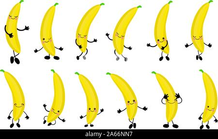 kawaii banana smile fruit with arms and legs Stock Vector Art ...