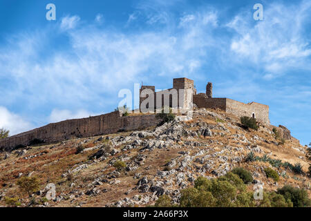 The Aracena castle built between the 13th and 15 centuries over the ruins of an older Moorish Castle Stock Photo