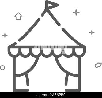 Shapito circus simple vector line icon. Circus tent symbol, pictogram, sign. Light background. Editable stroke. Adjust line weight. Stock Vector