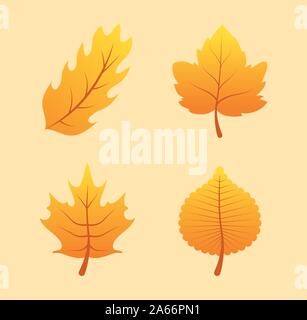 autumn season set leafs icons Stock Vector