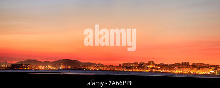 Panoramic view of Santander city from the Bay of Santander at night. Cantabria, Spain Stock Photo