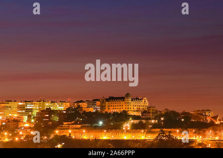 Panoramic view of Santander city from the Bay of Santander in evening. Cantabria, Spain Stock Photo