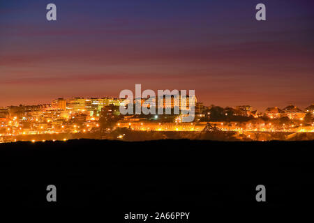 Panoramic view of Santander city from the Bay of Santander in evening. Cantabria, Spain Stock Photo