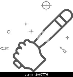 Baseball bat simple vector line icon. Baton in hand symbol, pictogram, sign. Light background. Editable stroke. Adjust line weight. Stock Vector