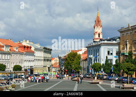 Town Hall square in the Old Town, a Unesco World Heritage Site. Vilnius, Lithuania Stock Photo