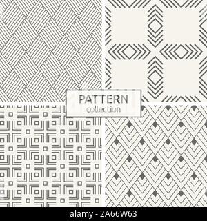 Set of four seamless patterns. Abstract geometric trendy vector backgrounds. Modern stylish textures of geometric ornament of squares. Stock Vector