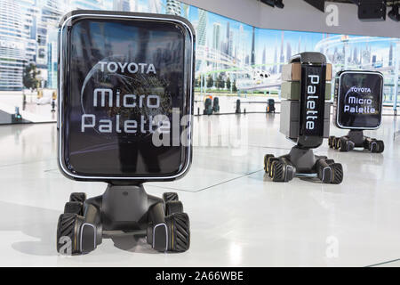 Tokyo, Japan. 24th Oct, 2019. Various Toyota's Micro Palette on display during a press preview of the 46th Tokyo Motor Show 2019 in Tokyo Big Sight. Tokyo Motor Show 2019 showcases new mobility technologies from Japanese and overseas automakers. The exhibition is open to the public from October 25 to November 4. Credit: Rodrigo Reyes Marin/ZUMA Wire/Alamy Live News Stock Photo
