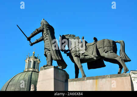 The statue of King Gediminas. Vilnius. Lithuania Stock Photo