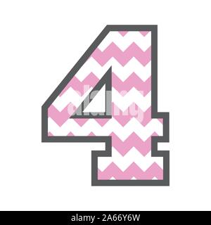  4 Four Chevron Number w colorful rainbow pattern and grey border Stock ...