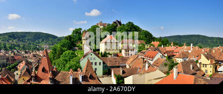 The medieval old town inside the citadel. A Unesco World Heritage Site. Sighisoara, Transylvania. Romania Stock Photo