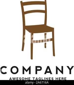 Creative simple chair furniture logo design concept Stock Vector