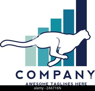 faster profit business with base from cheetah and grow line bar chart logo vector Stock Vector