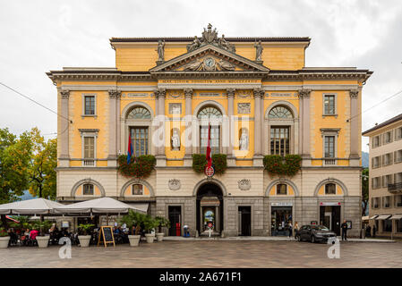 Town Hall Lugano in Switzerland in October. Stock Photo