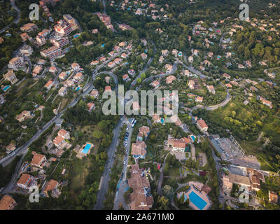 Aerial view of the small town Grasse in the  South of France Stock Photo